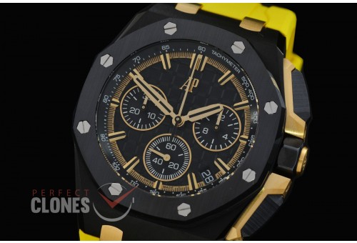 0 0 0 0 0 0 AP26420-033A DDF Royal Oak Offshore Chronograph DLC/CER/RU Black/Gold Asian Clone Calibre 4401 