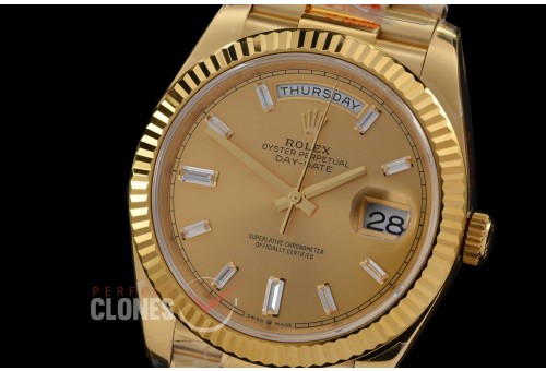 0.0 0 0 0 R40DDF00519 QF Extra Weighted Daydate 40mm 228238 904 Steel YG/YG Fluted Bez Gold Baguet Diamonds VR 3255