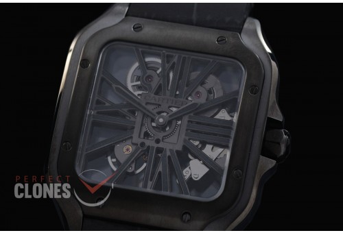 0 0 0 0 0 0 CAR-SAN-009S RF Santos de Cartier Skeleton 39mm Men PVD/LE Skeleton Customized 9612MC