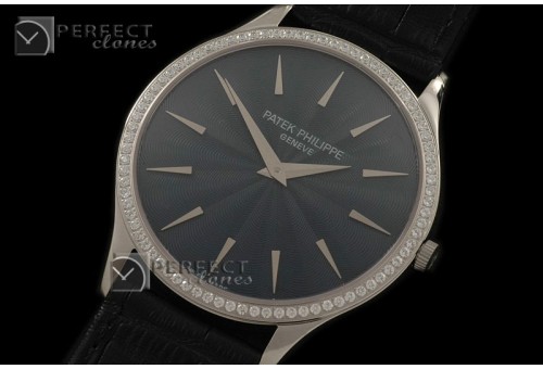 PP02013 Calatrava 5127 Diamonds SS/LE Black Swiss Quartz