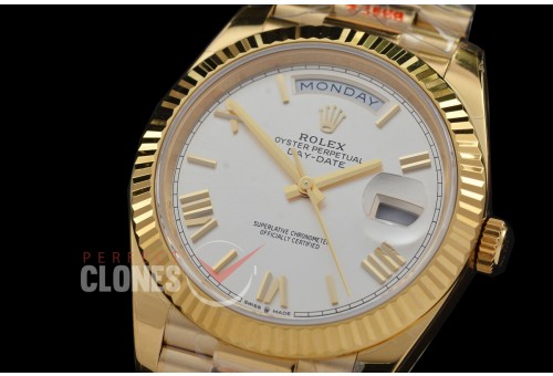 0.0 0 0 0 R40DDF00520 QF Extra Weighted Daydate 40mm 228238 904 Steel YG/YG Fluted Bez Silver Roman VR 3255