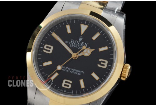 0 0 0 0 0 0 0 RLEX-36-036 QF 904L Steel Explorer 1 36mm 124273 SS/YG Black DD 3230 72 Hours Reserve - Free Sprung Movement