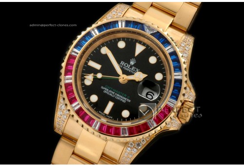 RLGF01013 FG/Diam Anni GMT SS Black Swiss Eta 2836 GMT Hand Ind