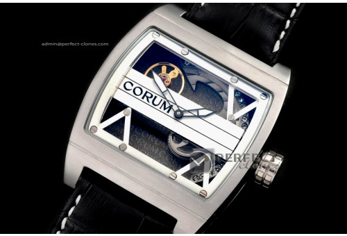 COTB10001 Ti-Bridge SS/LE White Skeleton Asian Auto 2813 Skeleto