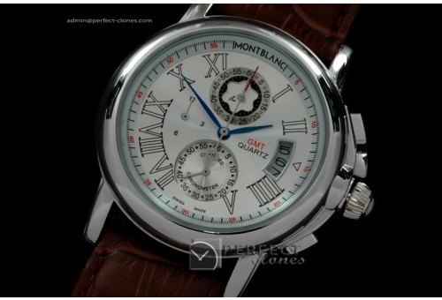 MB10016 Star Chrono GMT SS White Quartz Working Chronos