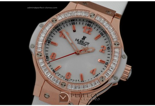 HB38-01056 Big Bang 38mm RG/Sq Diam/Ru Aspen White Swiss Quartz