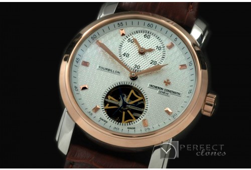 VC00216 Matle Tourbillon Duo Time SS/RG/LE White Asian Auto 281