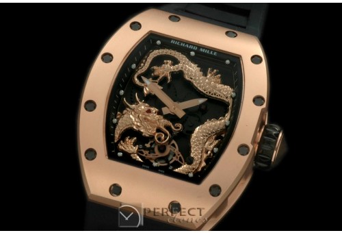 RM057-106 Dragon Tourbillon RG/RU Black/Gold Asian 21J Decor