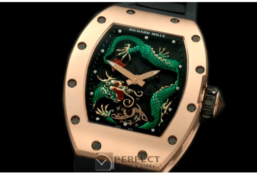 RM057-107 Dragon Tourbillon RG/RU Black/Green Asian 21J Deco
