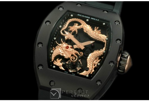 RM057-116 Dragon Tourbillon PVD/RU Black/Gold Asian 21J Deco