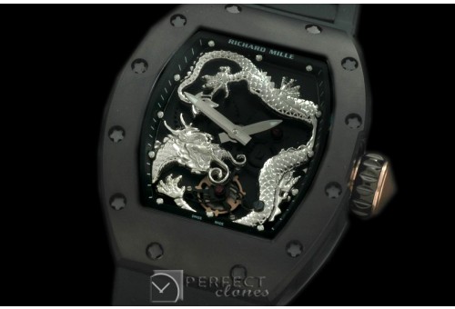 RM057-119 Dragon Tourbillon PVD/RU Black/Plat Asian 21J Deco