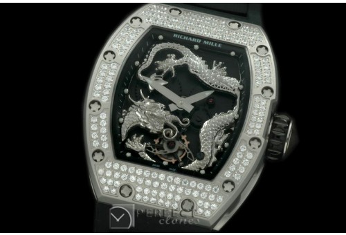 RM057-114D Dragon Tourbillon SS/RU Black/Plat Asian 21J Deco