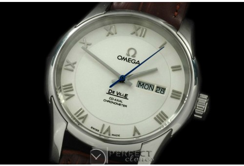 OMDE10061L Deville Co Axial Day/Date SS/LE White Asian 2836