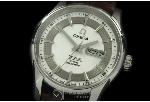 OMDE10066L Deville Co Axial Day/Date SS/LE White Asian 2836