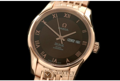 OMDE10073 Deville Co Axial Day/Date RG/RG Brown Asian 2836