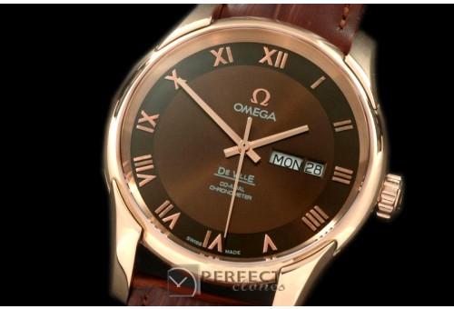 OMDE10073L Deville Co Axial Day/Date RG/LE Brown Asian 2836
