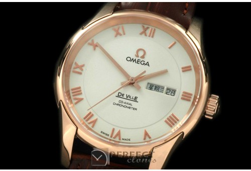 OMDE10071L Deville Co Axial Day/Date RG/LE White Asian 2836