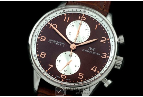 IWPG10009 Portuguese Chrono SS/LE Brown/Wht A-775New Improve