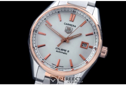 TGCA-00506 Carrera Calibre 5 Automatic SS/RG White A-2824