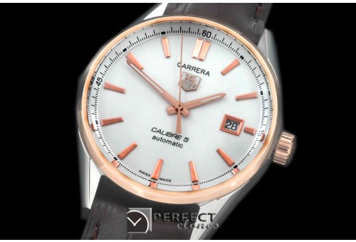 TGCA-00506L Carrera Calibre 5 Automatic SS/RG White A-2824