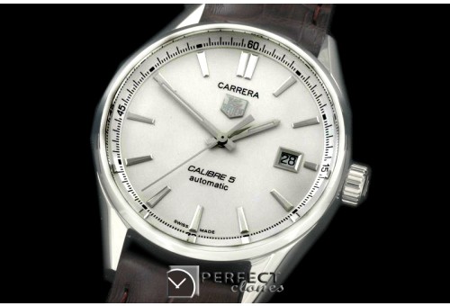 TGCA-00501L Carrera Calibre 5 Automatic SS/LE White A-2824