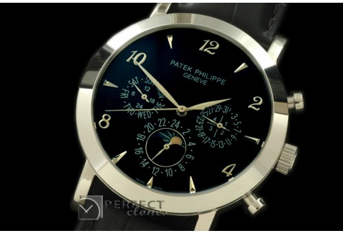 PPCA10034 Classic Perpetual Calendar SS/LE Black Num Asian 2813