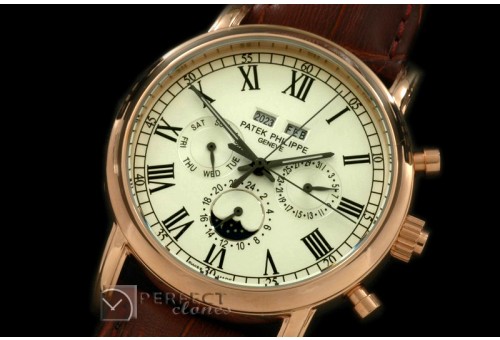 PPCC10016 Calendar Complications RG/LE White Roman Asian 2813