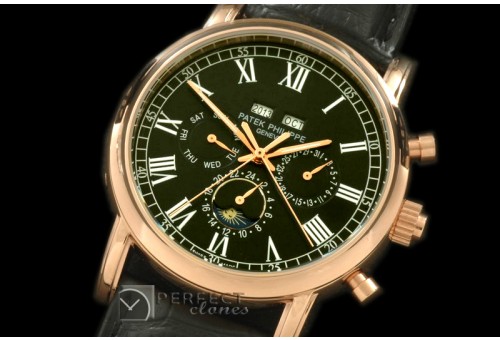 PPCC10017 Calendar Complications RG/LE Black Roman Asian 2813