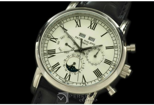 PPCC10011 Calendar Complications SS/LE White Roman Asian 2813