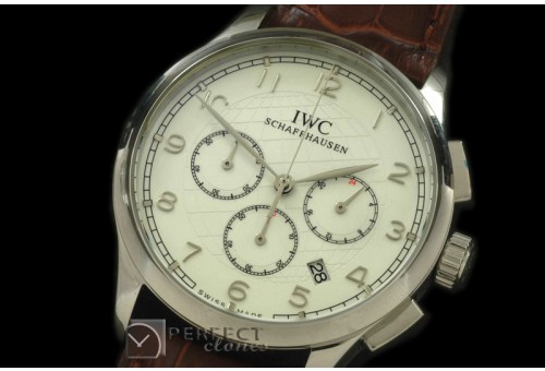 IWPG19996 Portuguese Grande Chrono SS/LE White/Sliver Jap OS20