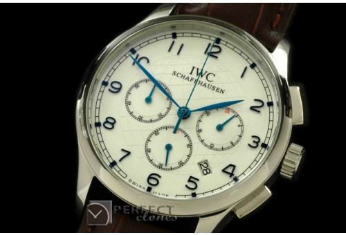 IWPG19997 Portuguese Grande Chrono SS/LE White/Blue Jap OS20
