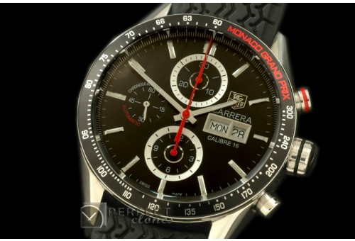 TGCA00128 Carrera 43mm Limited Ed Chrono SS/LE Blk A-77