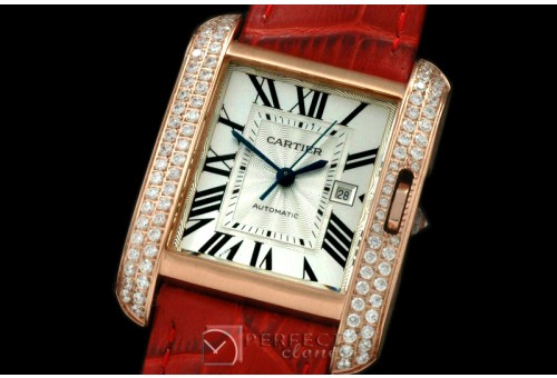 CARTA00111DL Tank Anglaise Mid RG/LE White Swiss Eta 267