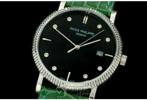 PP03007 3919 Calatrava SS/LE Black Diam Quartz