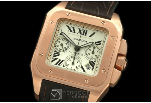 CARS00007 Santos 10Chrono RG/LE White Asian7753