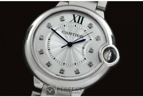 CARBA-MID-06 Ballon De Cartier Mid SS/SS White Diam Miyota 9