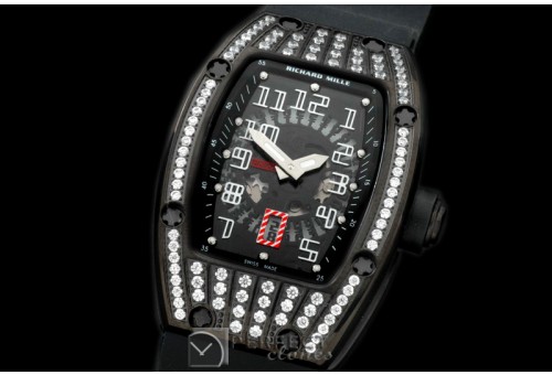 RM007-222D PVD/RU/Diam Black/Black Asian 21J Decorated
