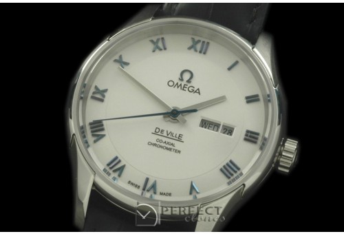 OMDE00506 Deville Hour Vision Co Axial Day/Date SS/LE White Miy