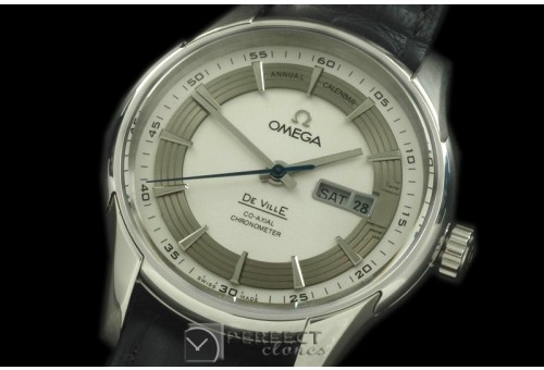 OMDE00503 Deville Hour Vision Co Axial Day/Date SS/LE White/Gre