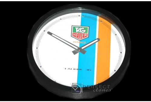 TGDC10011 Dealer Clock Monaco Gulf Style PVD/Wht Swiss Quartz