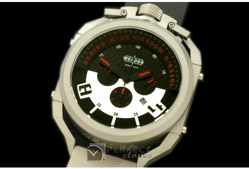 WLD30052 K36 Chronograph SS/RU Black/Red Jap Qtz