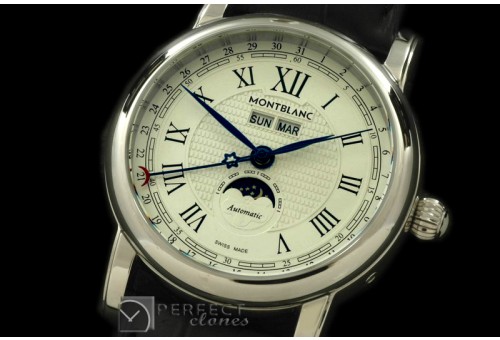 PPCA10021 Classic Perpetual Calendar SS/LE White Asian 2813