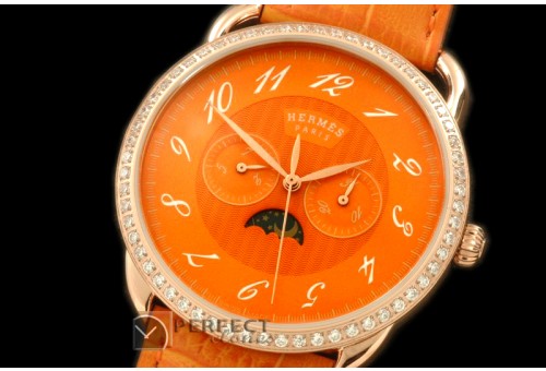 HE10039D Arceau Calendar RG/LE Orange Jap Quartz
