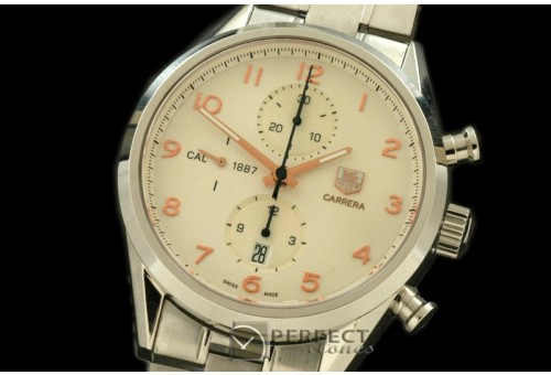 TG1887-006 Carrera 1887 Vintage Chrono SS/SS White A-7750