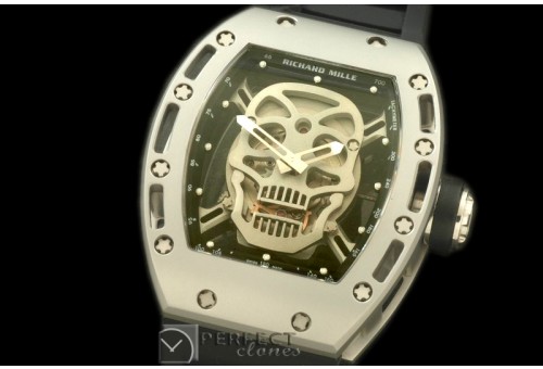 RM052-101 Skull Tourbillon SS/RU Black Asian 21J Decorated