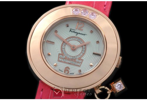 FGM0104Gaucino Sparkling Ladies RG/LE White/Pink Swiss Quartz