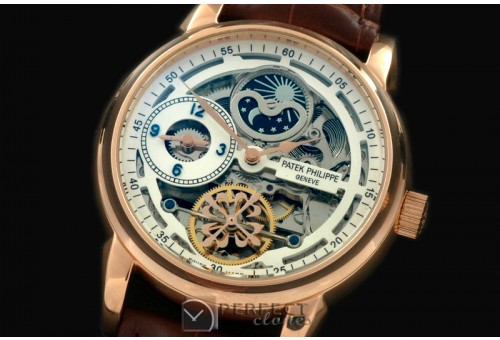 PPDT10006 Skeleton Duo Time/Moon Phase RG/LE White Asian 2813