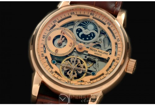 PPDT10009 Skeleton Duo Time/Moon Phase SS/LE R-Gold Asian 2813
