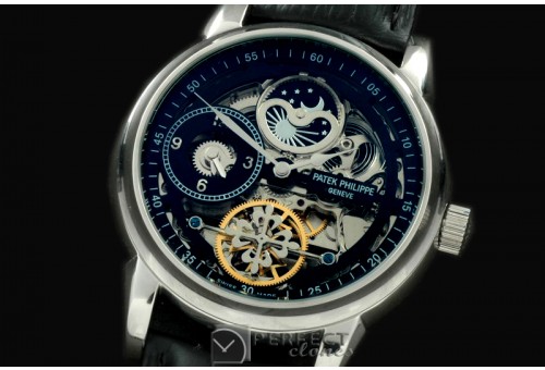 PPDT10002 Skeleton Duo Time/Moon Phase SS/LE Black Asian 2813