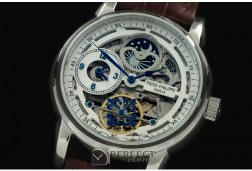 PPDT10001 Skeleton Duo Time/Moon Phase SS/LE White Asian 2813